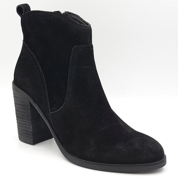 Dolce Vita Women Block Heel Western Ankle Booties Saint Size US 8.5 Black Suede - Picture 1 of 6